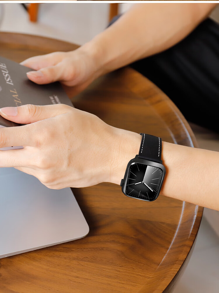 Ремешок MSSM из натуральной кожи для Apple Watch Series 11/Ultra3/S10/9/SE3, с пряжкой-булавкой, темно-серый, 42/41/40/38 мм