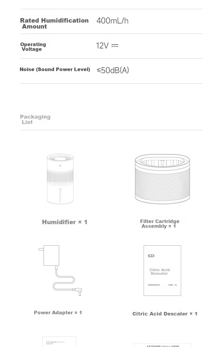 Увлажнитель воздуха Xiaomi Mijia Air Humidifier, без тумана, 4л, 400мл/ч, белый