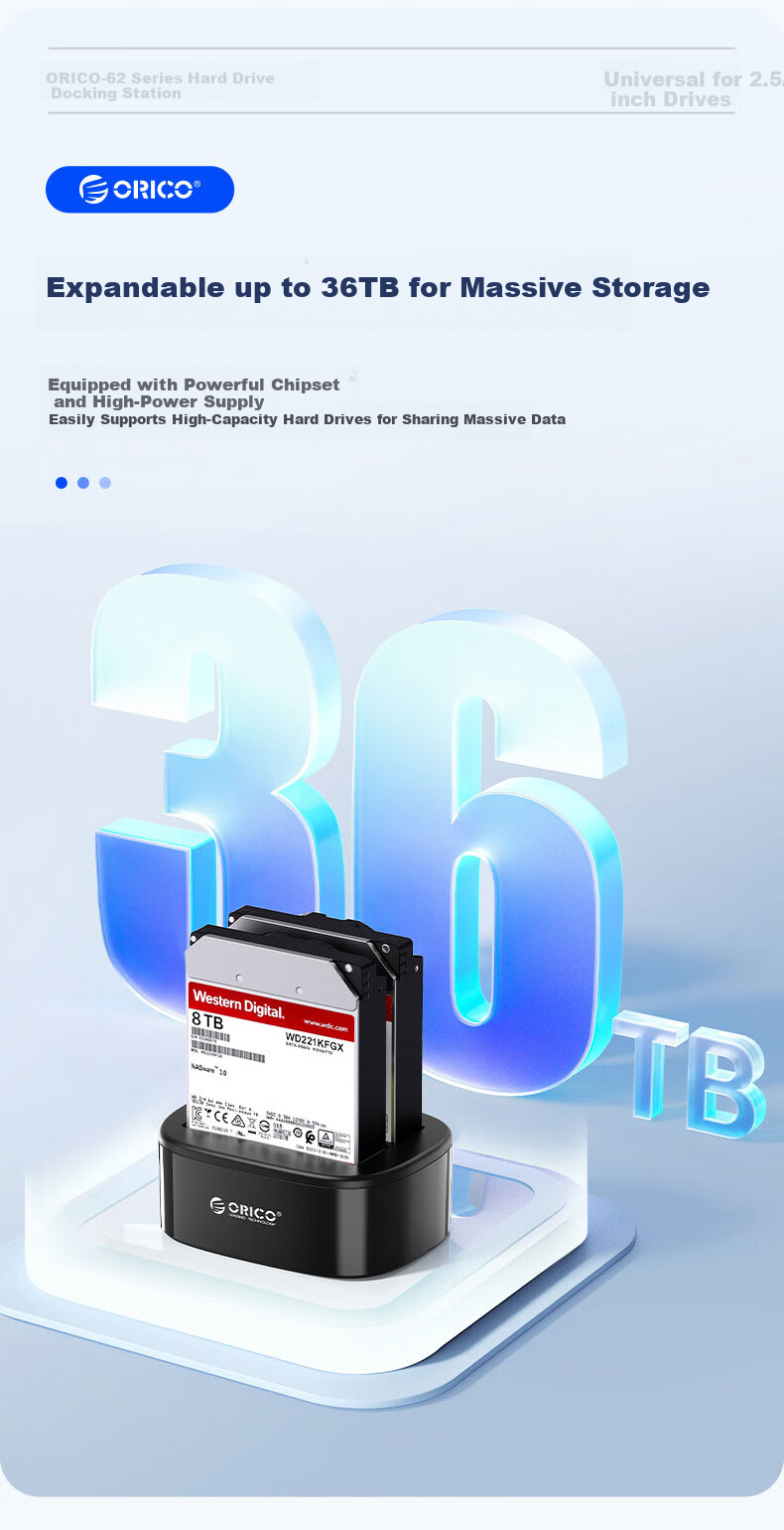 Внешний корпус для жесткого диска ORICO 6218US3, 3.5/2.5 дюйма, SATA, USB 3.0, черный