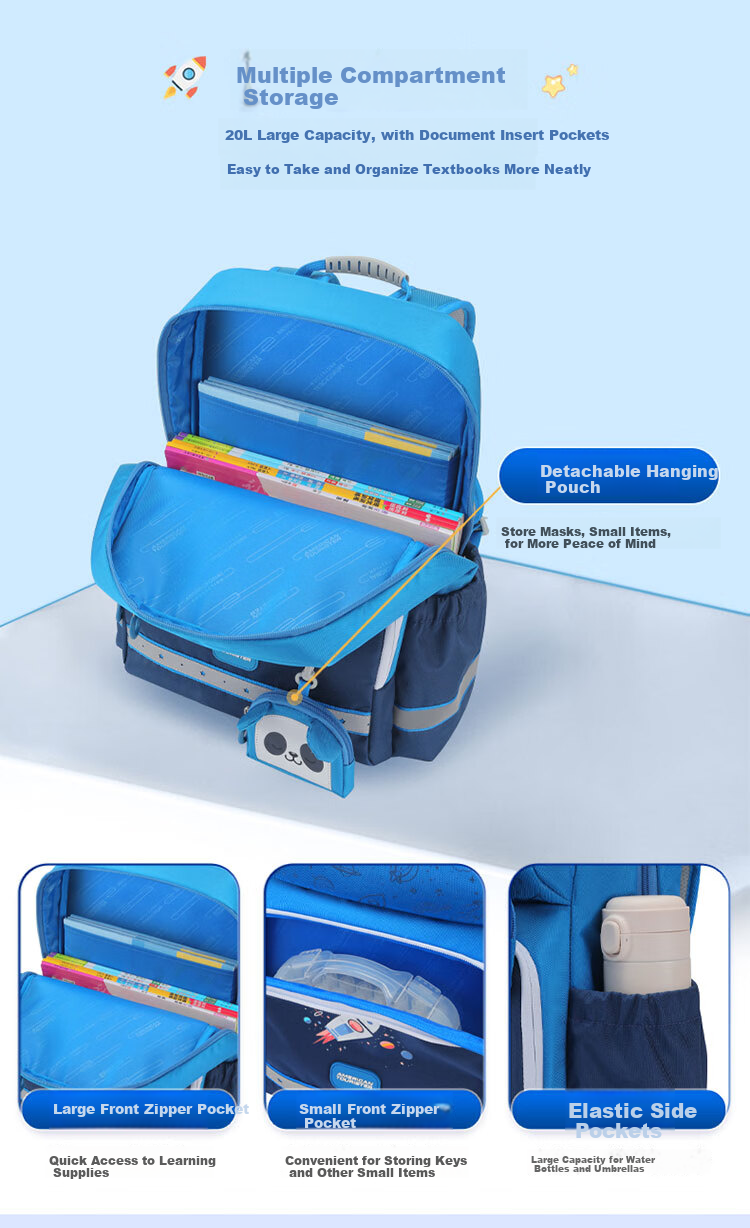 Рюкзак AMERICAN TOURISTER для девочек, удобный, антибактериальный, легкий, вместительный, для начальной школы (1-6 классы)