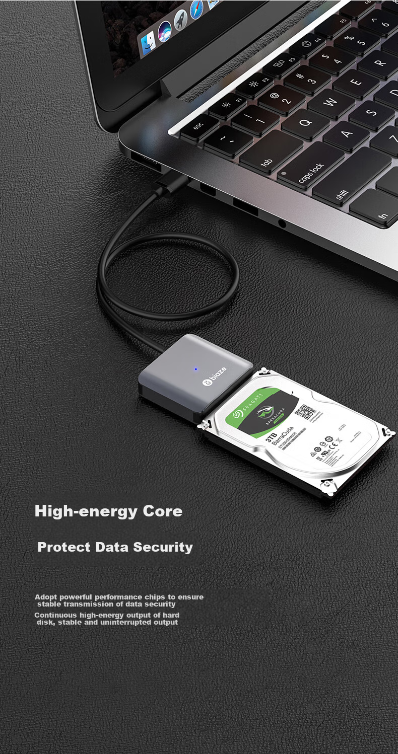 Кабель-адаптер BIAZE USB 3.0 на SATA с блоком питания 12V/2A, для подключения HDD/SSD 2.5/3.5 дюйма