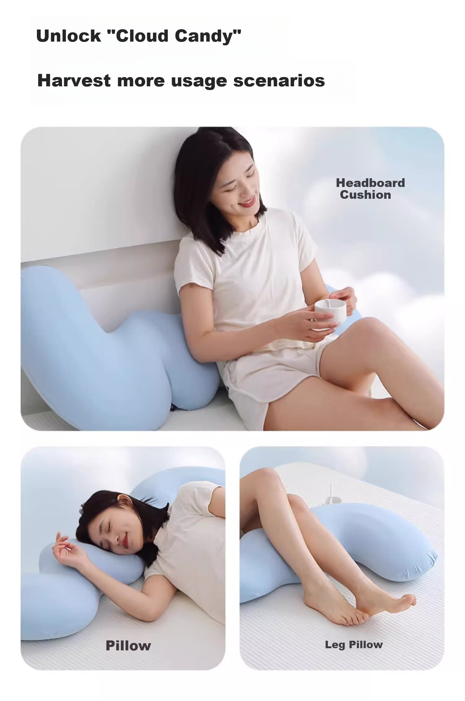 Подушка Memory Pillow Noyoke, для ног, поясницы, бокового сна, поддержки живота, обнимающая подушка, помощник для сна, поддержка спины беременных, подушка для беременных [Серый]
