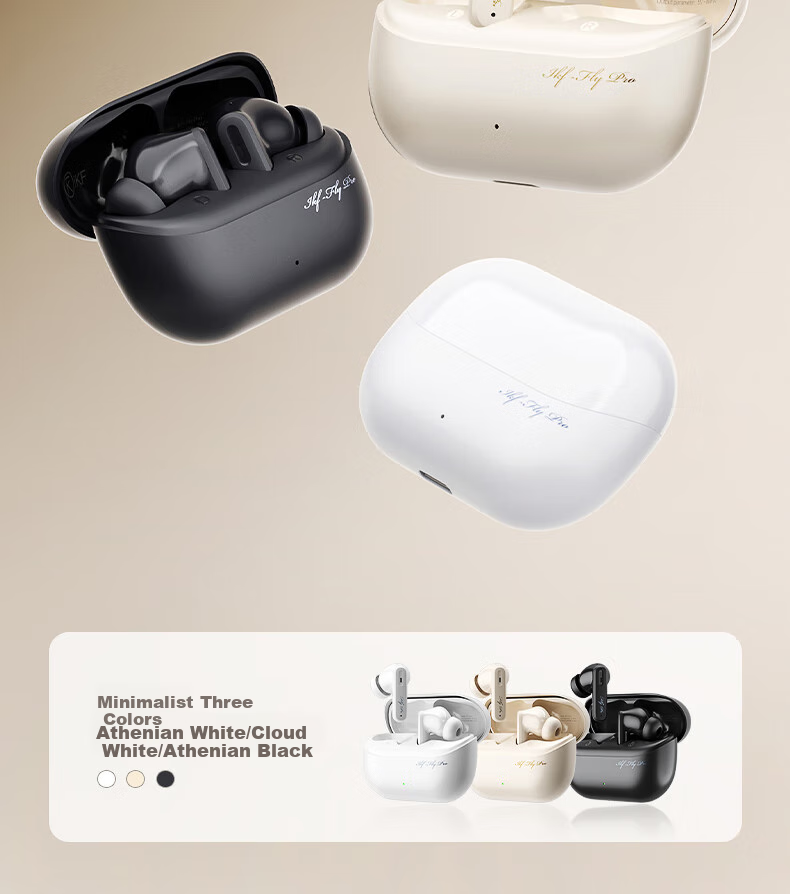 Беспроводные наушники iKF Fly Pro с активным шумоподавлением, Bluetooth 6.0, низкая задержка 38 мс, 4 микрофона для звонков, длительное время работы до 30 часов, белый