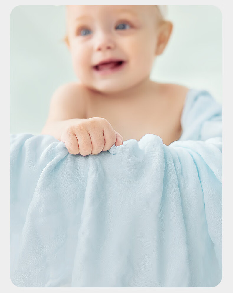 Детское банное полотенце Babycare, муслиновое, для новорожденных, размер 70х70 см, цвет "Цинчуань синий"