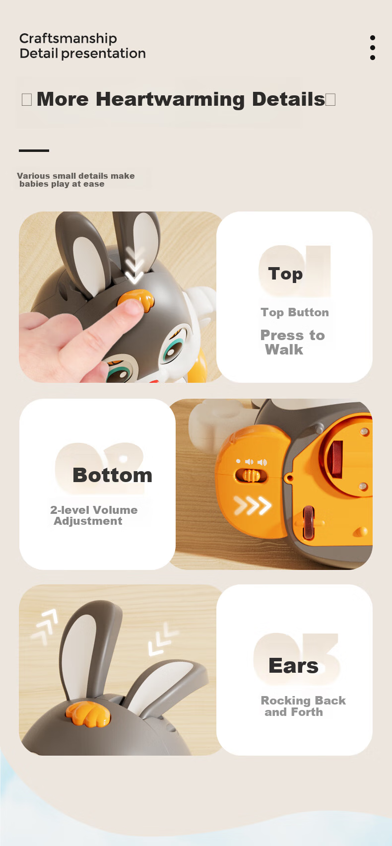 Интерактивная игрушка HUILE TOYS "Активный кролик", развивающая, для детей от 6 месяцев