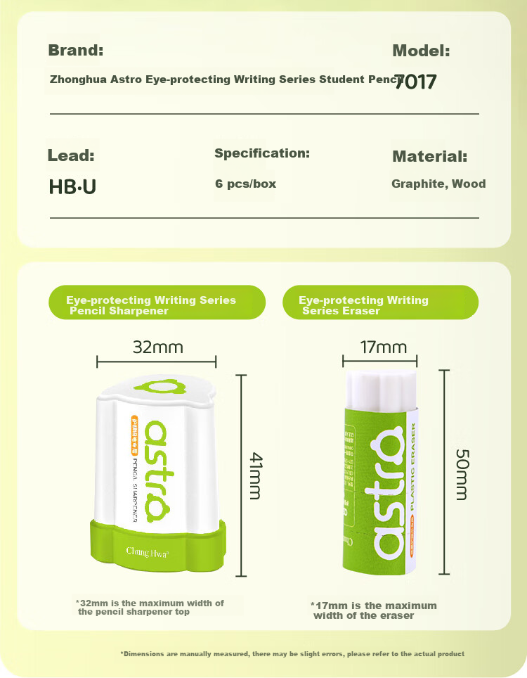 Набор карандашей Zhonghua [Хит продаж] для защиты глаз, серия "Маленькая планета", 6 шт., сбалансированный грифель, треугольная форма для удобного захвата, для начальной школы, TB0039
