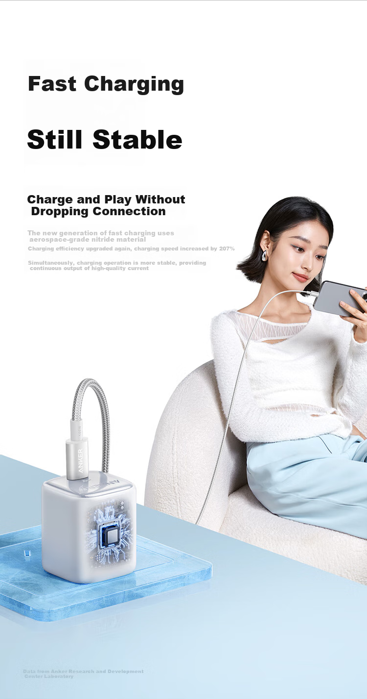 Зарядное устройство ANKER Ice Point 20W PD, черное, для iPhone 16 Pro Max/15/14/13, iPad