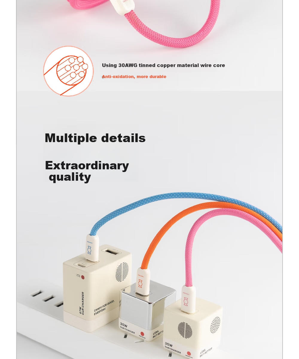 Кабель CANDYSIGN MagTie Full Magnetic Cable Tie 100W USB C-C Оранжевый 1.5м для зарядки Apple iPhone, Кабель данных 5A Быстрая зарядка Кабель для ноутбука