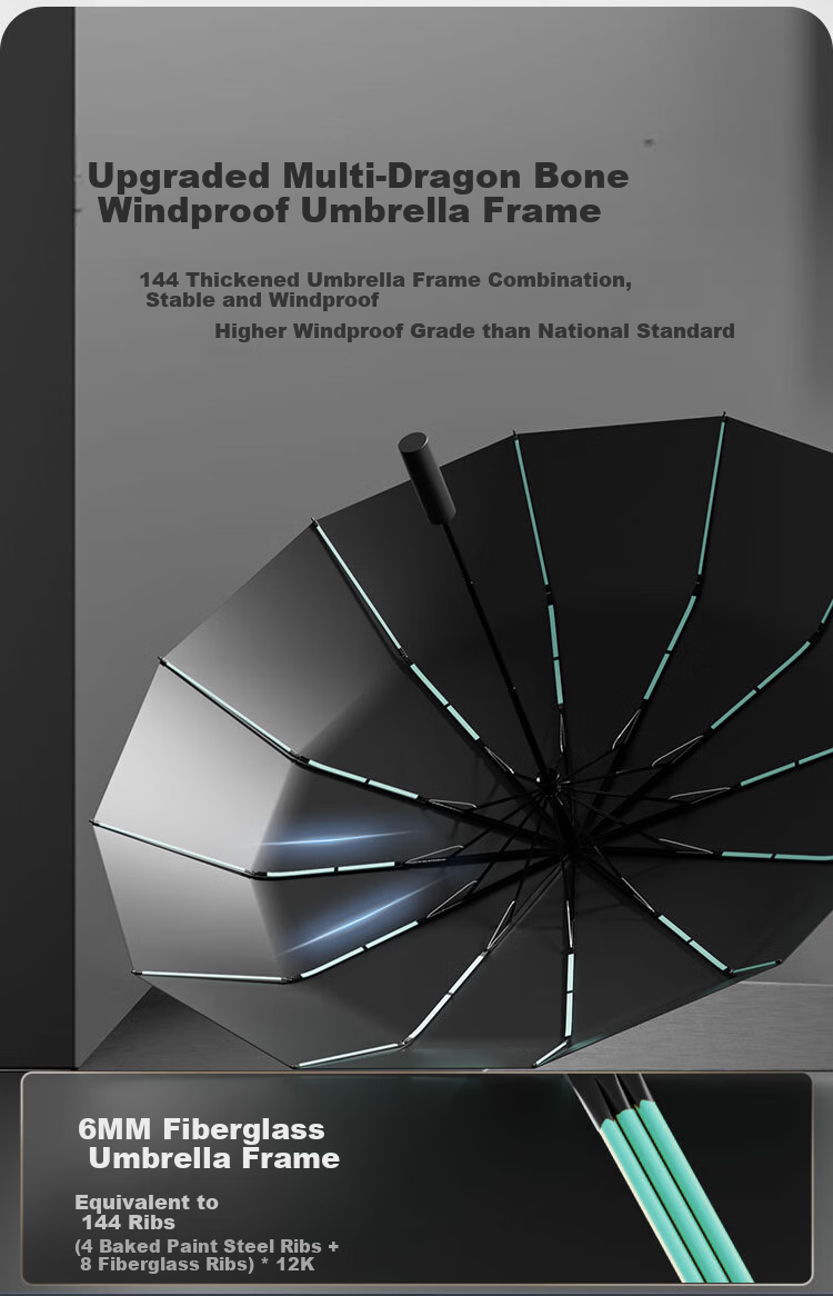 Tianwei Umbrella, полностью автоматический, для солнца и дождя, большой размер, усиленный и утолщенный, складной, защита от солнца, для мужчин и женщин, 144 ребра
