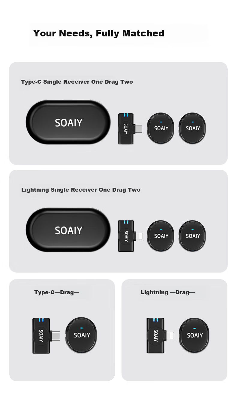 Петличный микрофон Soaiy SA-V3 для мобильных телефонов, беспроводной, с шумоподавлением, для прямой трансляции, записи видео, TikTok, Android
