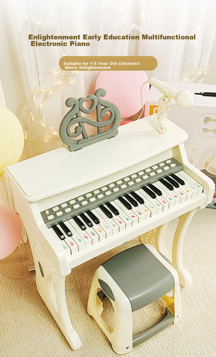 Детское электронное пианино QIAO WA BAO BEI, обучающая игрушка для девочек 2-3 лет, подарок на день рождения, подарок на Новый год