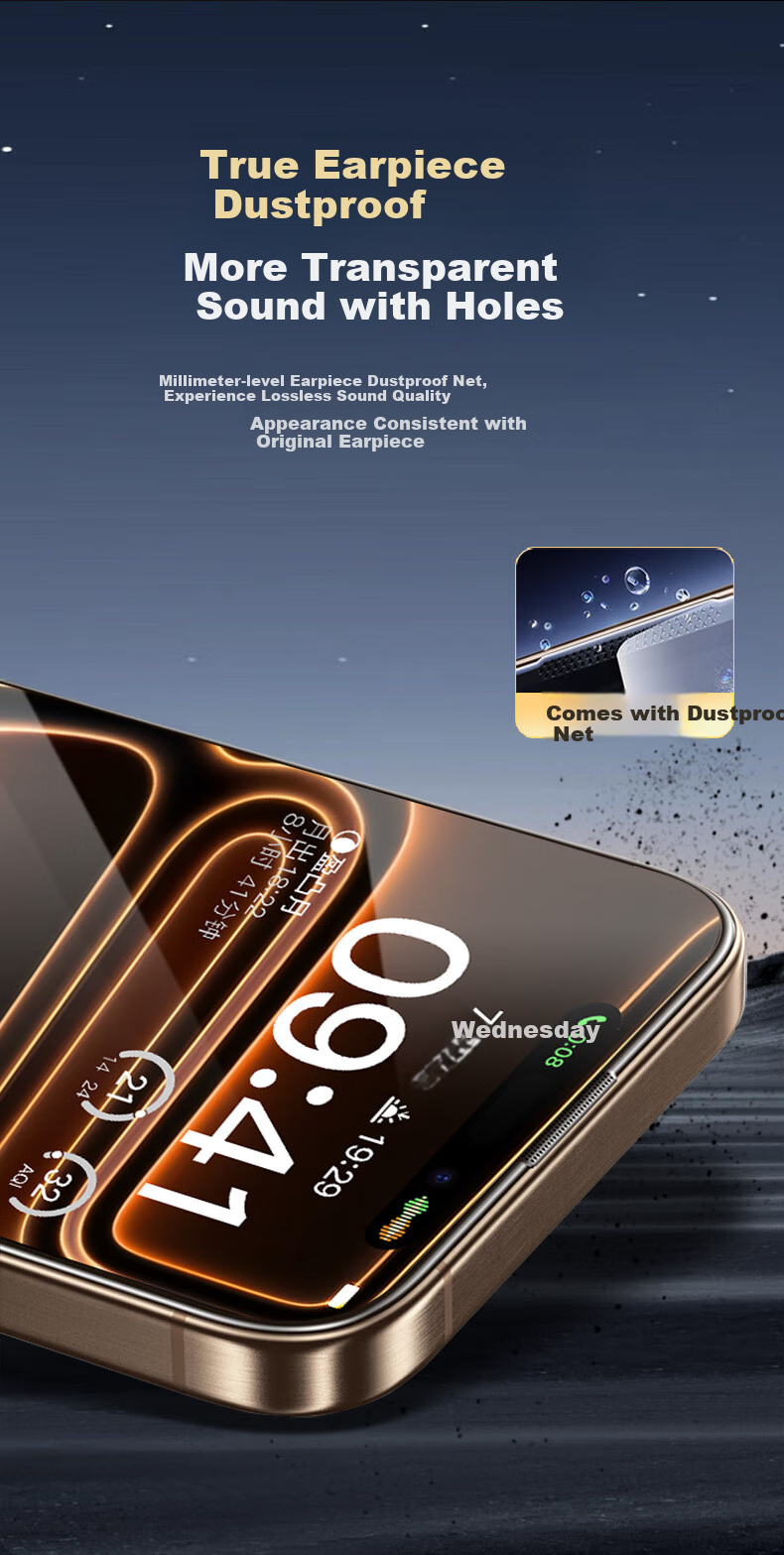 Защитное стекло Kulefeng для Apple iPhone 17 Pro, противоударное, антибликовое, HD, противоотпечатки