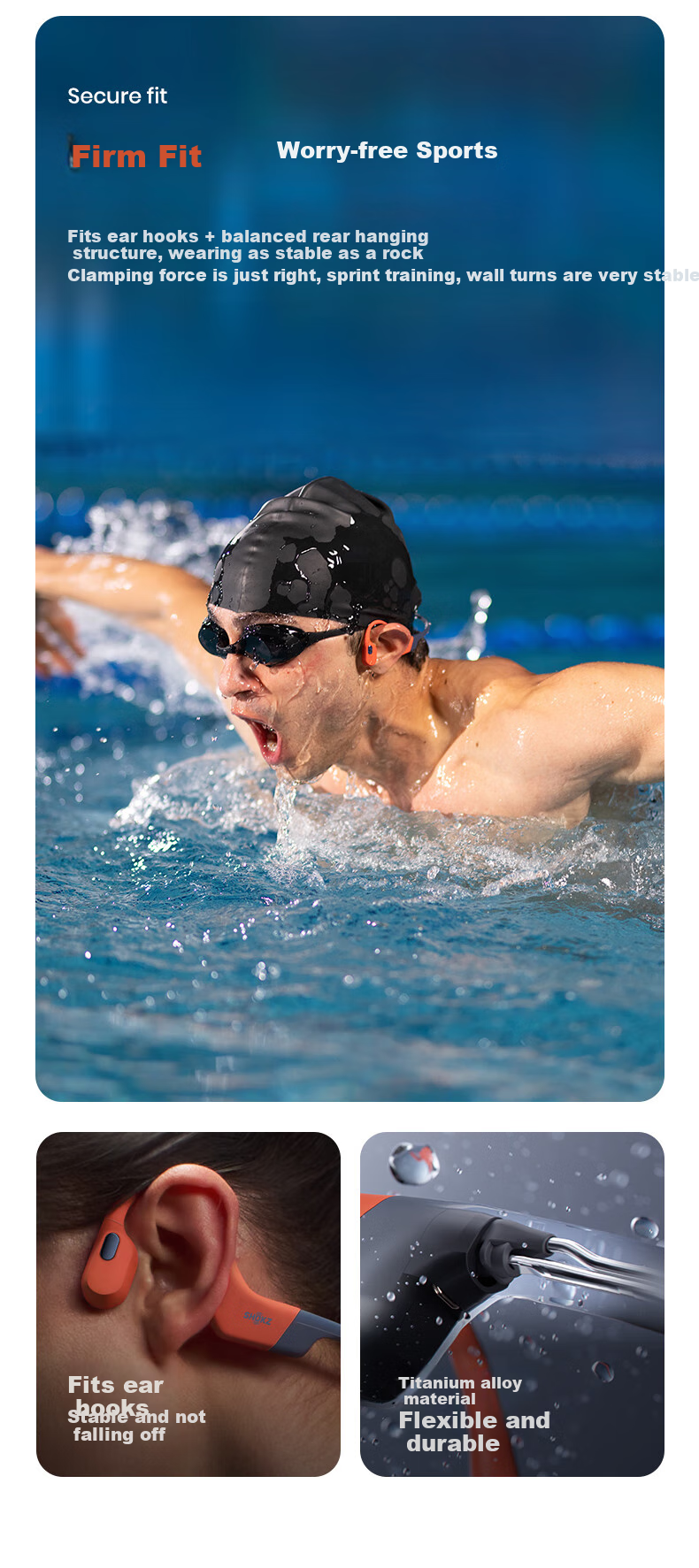 Наушники SHOKZ OpenSwim Pro S710, костная проводимость, беспроводные спортивные наушники Bluetooth, открытого типа для плавания, бега, велоспорта, водонепроницаемые, цвет "Панда"