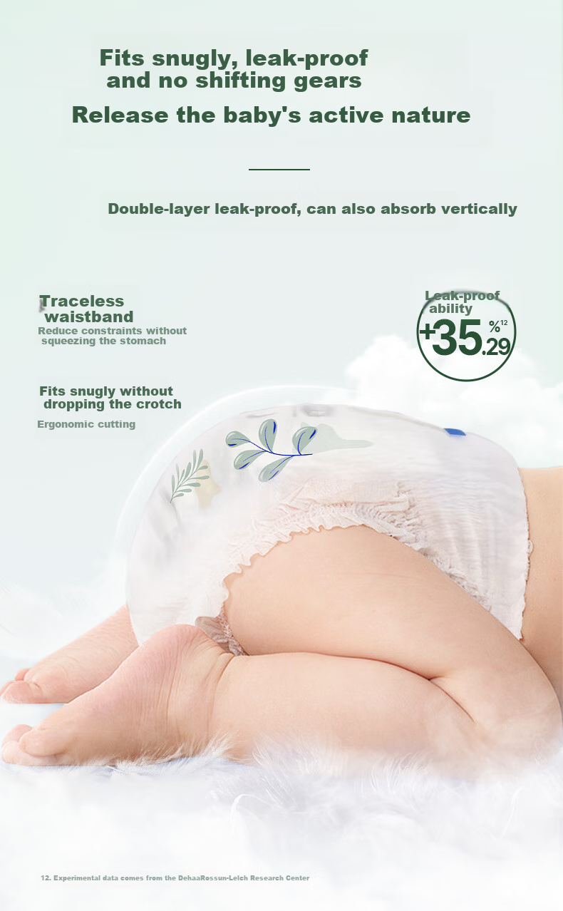 Подгузники Lelch Herbal Baby Night Diapers, XXXL Size, 34 шт. (17KG+), Pull-Up Diapers, дышащие и впитывающие