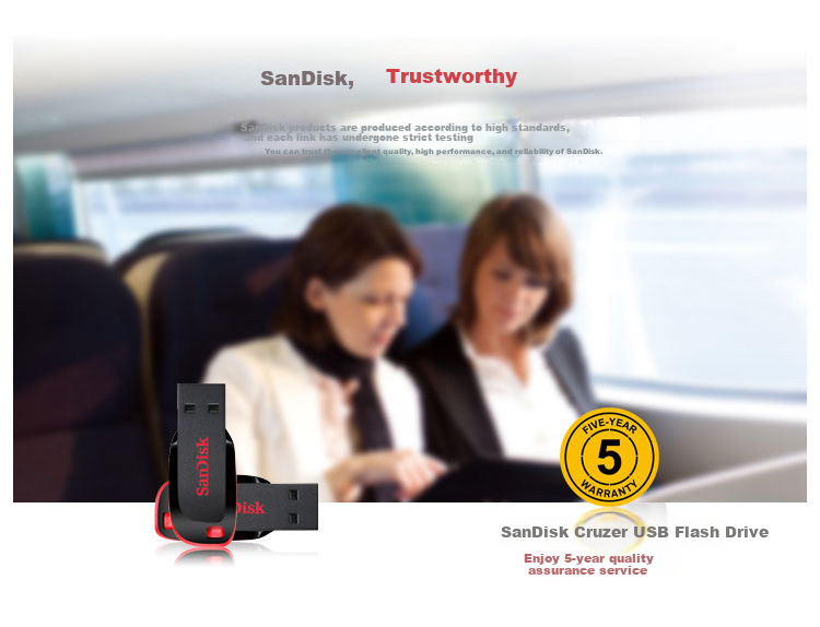 USB-флеш-накопитель SanDisk 64GB CZ50 Cool Blade, USB 2.0, черный/красный, компактный и портативный, стильный дизайн, ПО для шифрования