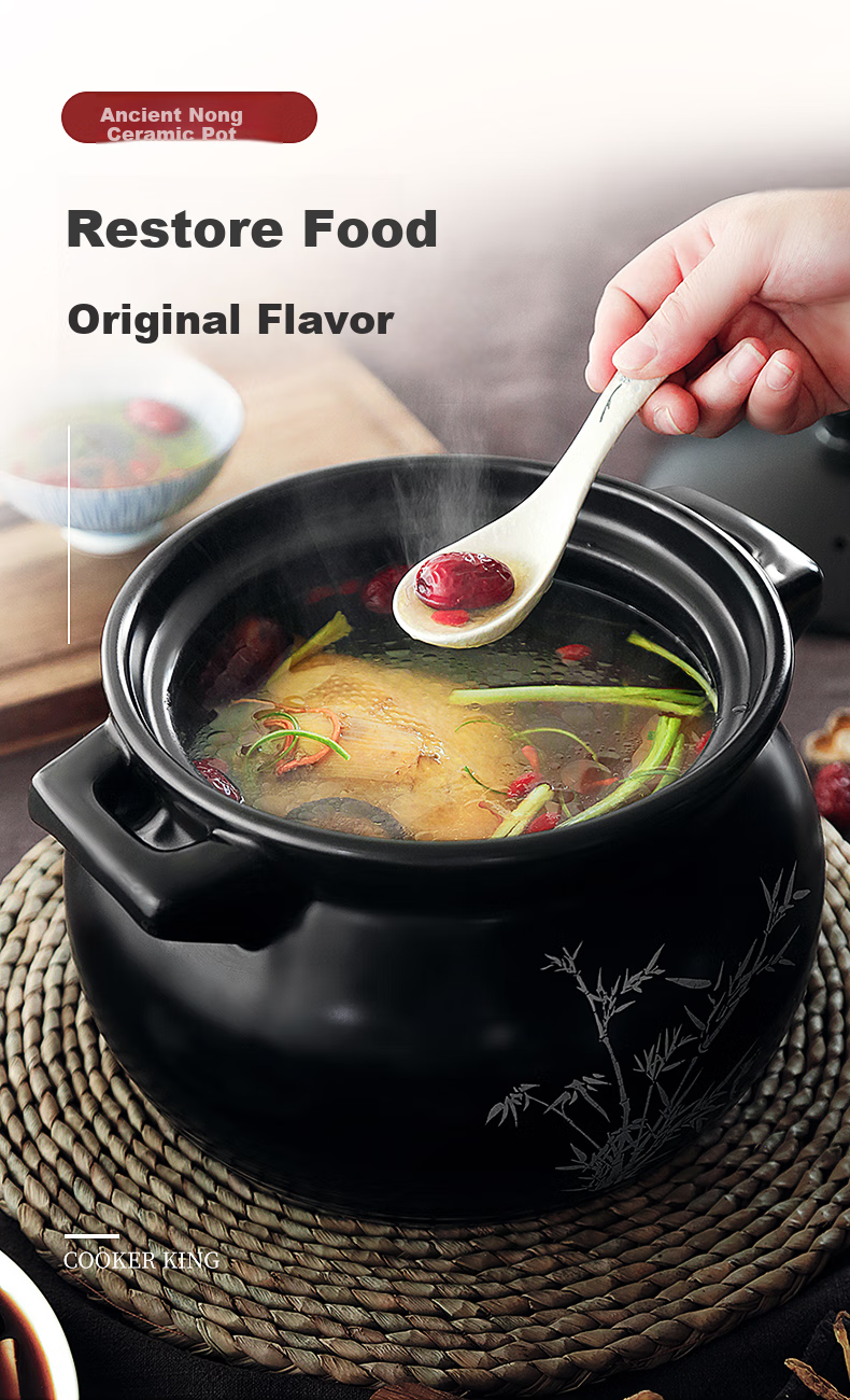 Керамический горшок COOKER KING для супа, отвара, каши, риса, тушения, 3.5 л, для открытого огня