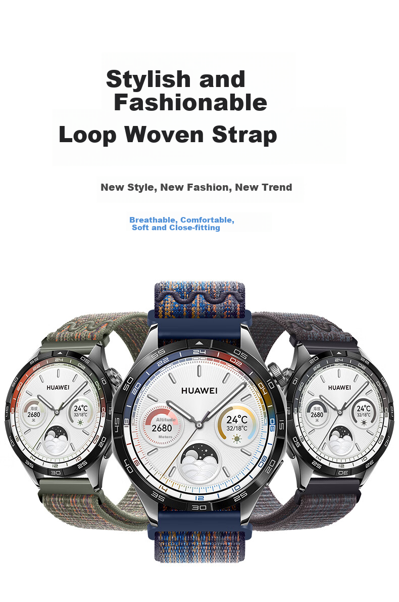 Ремешок для Huawei Watch GT4, Xiaopijiang, нейлоновый, черный с синим