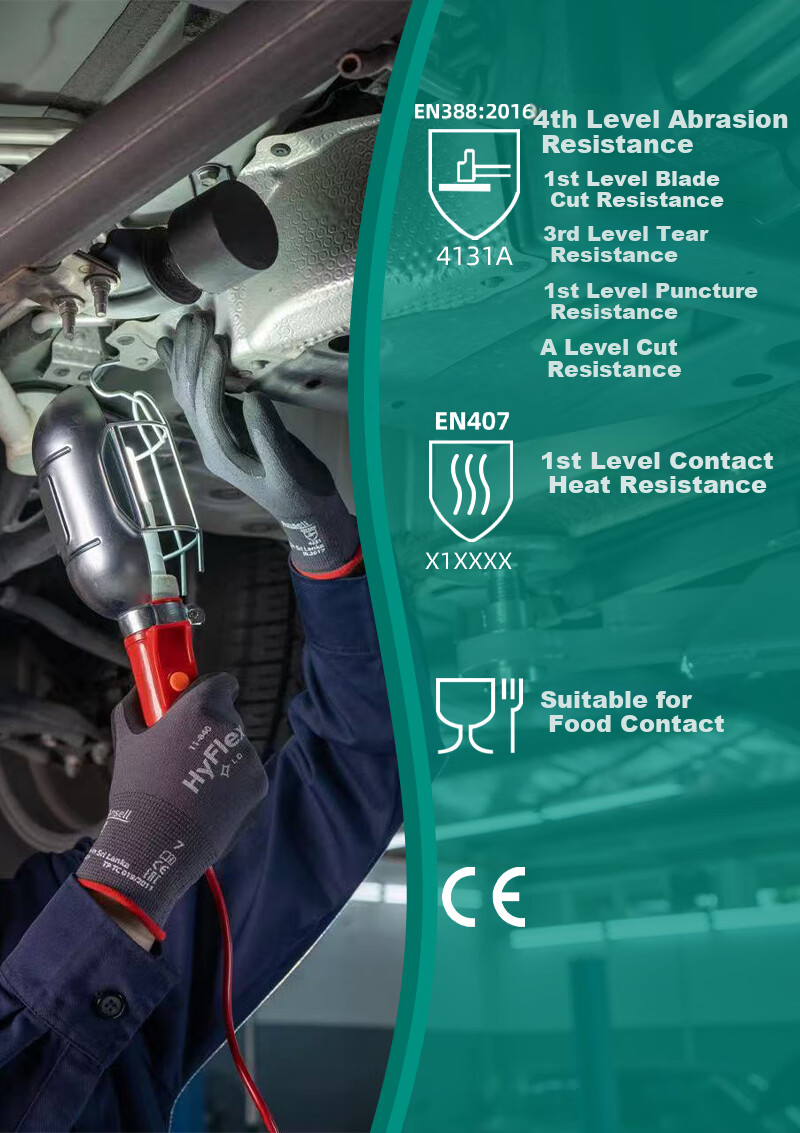 Защитные перчатки Ansell HyFlex 11-840, нитриловое покрытие, размер 9/L, 1 пара