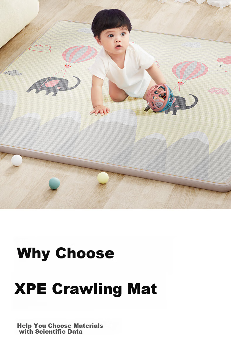 Детский игровой коврик Beiboshi Babybox, толстый, 200x180x2 см, XPE, с рисунком "Летающий слон", игровой и ползающий