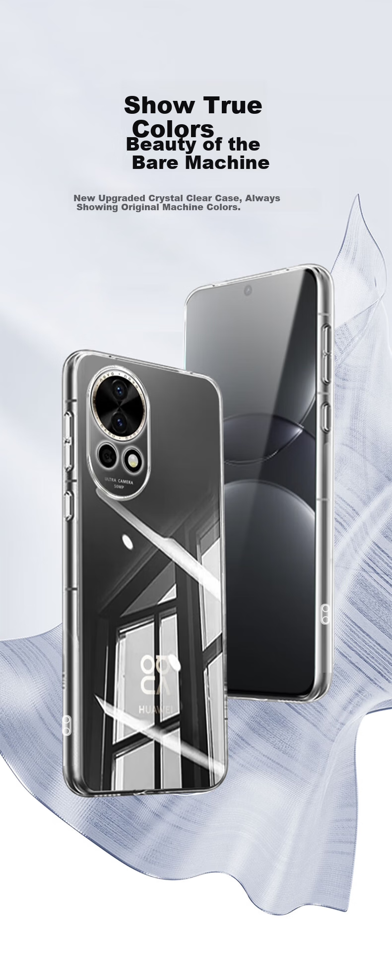 Чехол для телефона Snowkids для Huawei Nova 13/12, полная защита объектива, противоударный мягкий чехол, ультратонкий полностью прозрачный, сохраняет оригинальный внешний вид телефона, подходит для мужчин и женщин