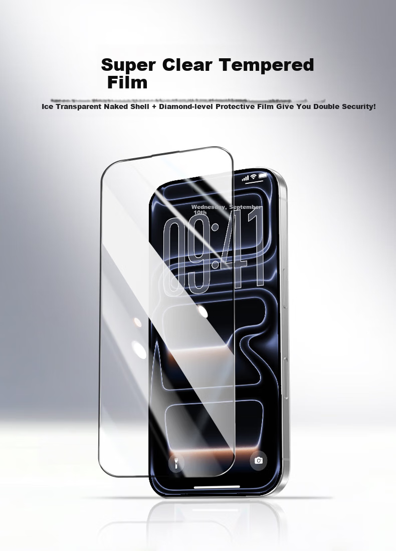 Чехол для iPhone 17 Pro Max ALittleFlower, прозрачный, с защитой камеры, комплект с защитным стеклом