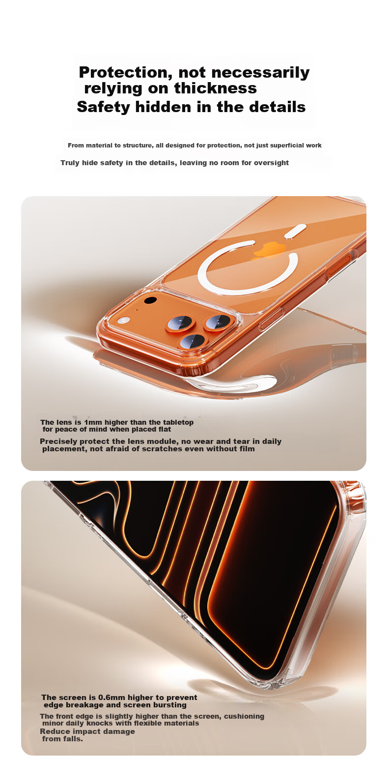 Чехол BIAZE для Apple iPhone 17 Pro Max, прозрачный, противоударный, MagSafe