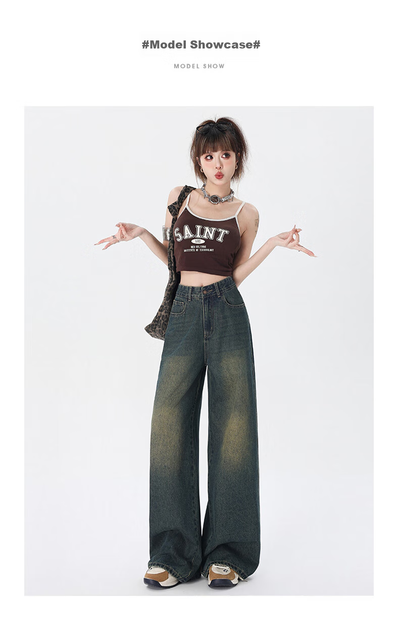 Джинсы Jeanswest женские, винтажные, с высокой талией, широкие, прямые, синие, размер L