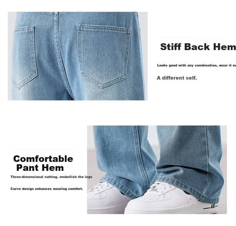 Джинсы Jeanswest мужские, 2025 Осень-Зима, тонкий стиль, трендовые свободные повседневные универсальные широкие брюки, светло-голубые, XL