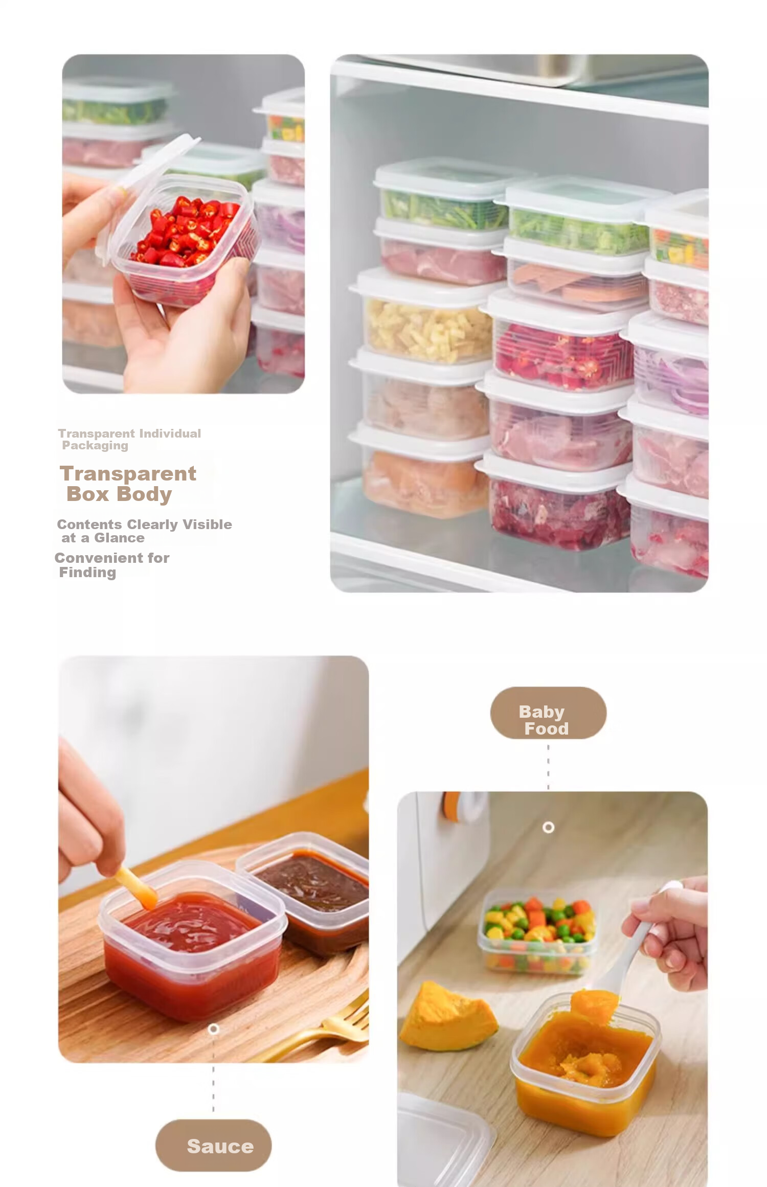 Контейнер для хранения KATEI STORY, японский, для мяса, лука, имбиря, чеснока, морозильный, герметичный, 4 шт., 100 мл