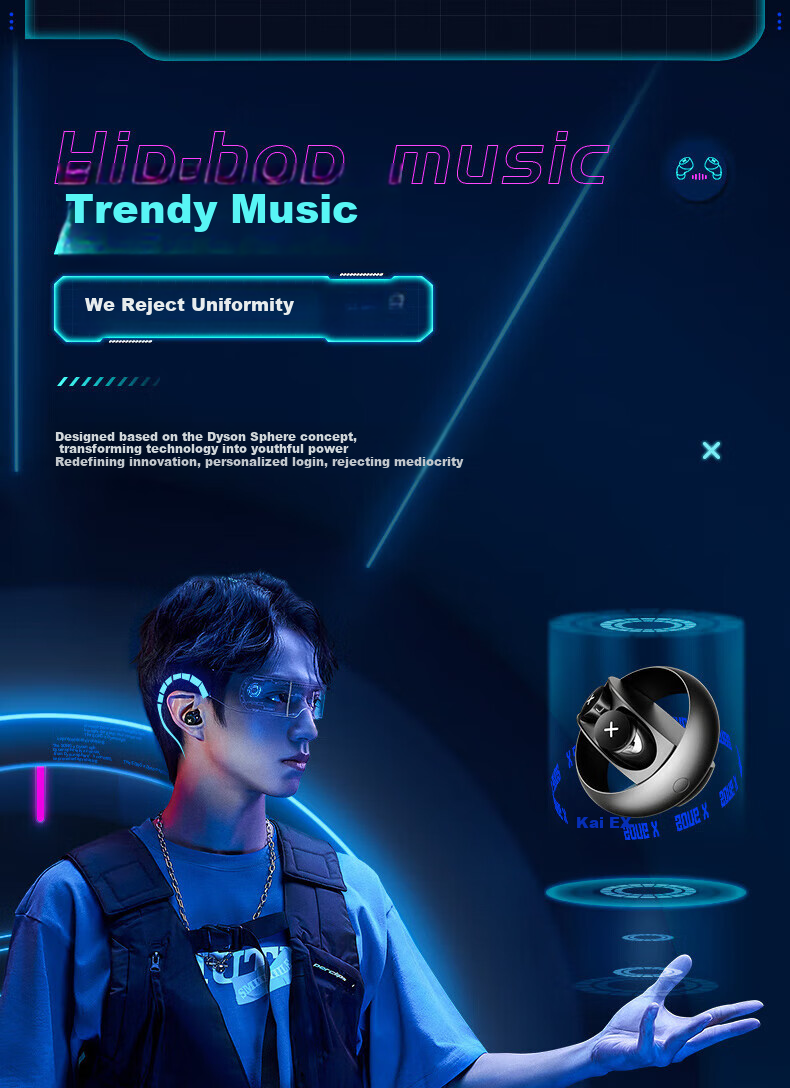 Беспроводные наушники SONGX TWS, True Wireless, с шумоподавлением, Bluetooth 5.3, спортивные, для музыки, совместимы с Apple, Android, Huawei, Xiaomi
