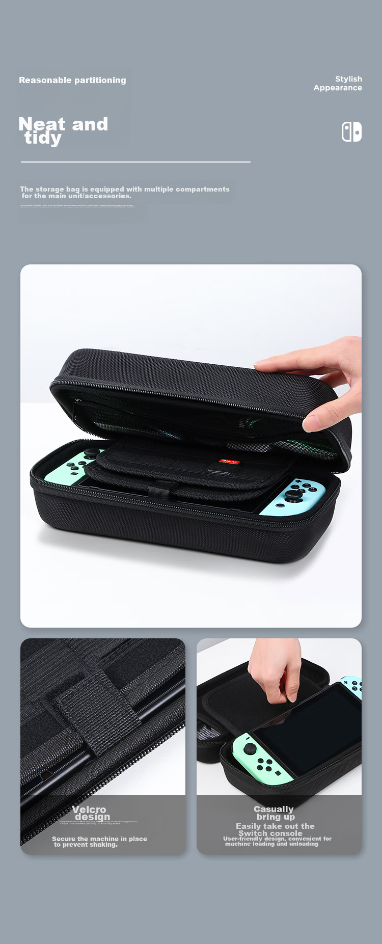Защитный чехол-сумка BIAZE для Nintendo Switch, большой вместимости, для зарядного устройства, консоли, OLED-модели, жесткий кейс, многофункциональный портативный ящик для хранения Yx27