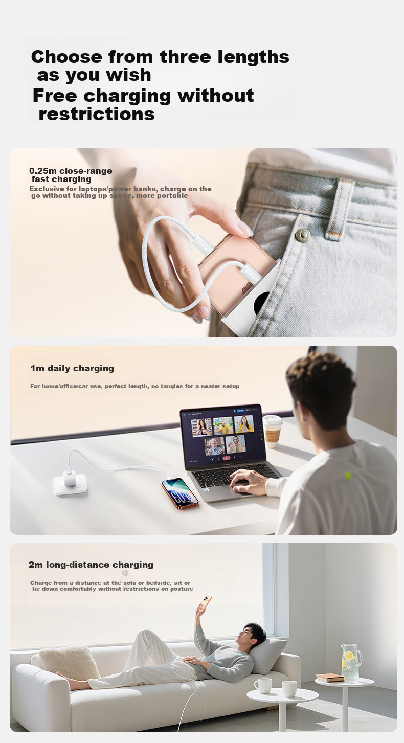 Кабель SmartDevil Apple 17/16/15 Type-C, кабель данных PD60W, для iPhone 17/16e/15 Pro Max, планшетов iPad, ноутбуков