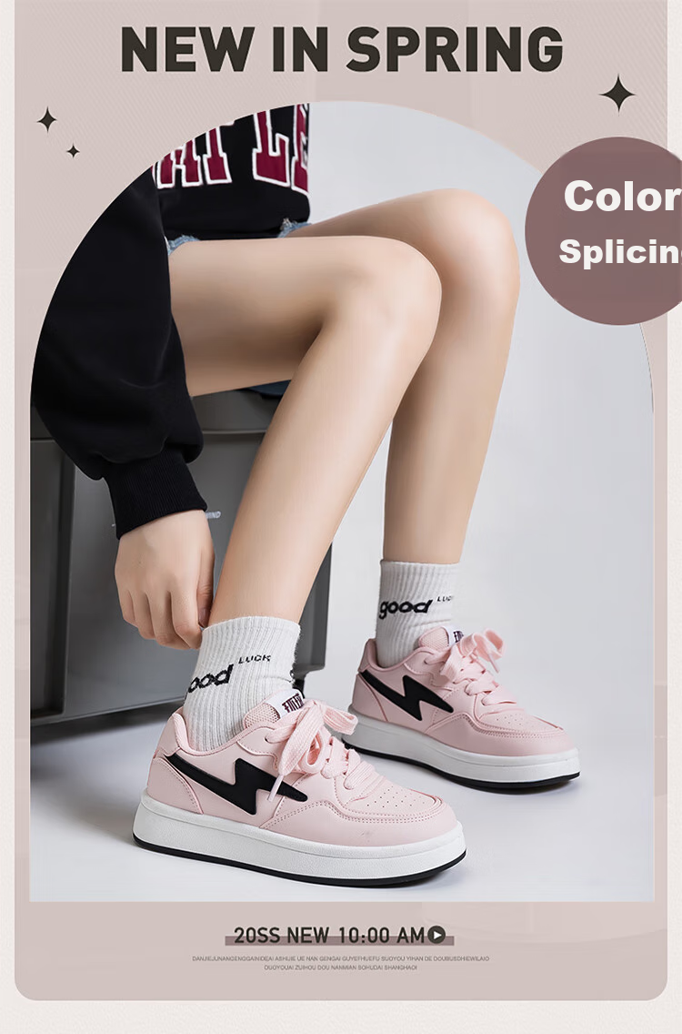 Кроссовки HUANQIU Lightning White Shoes, женские, весна-осень, модные, повседневные, низкие, белые, размер 37