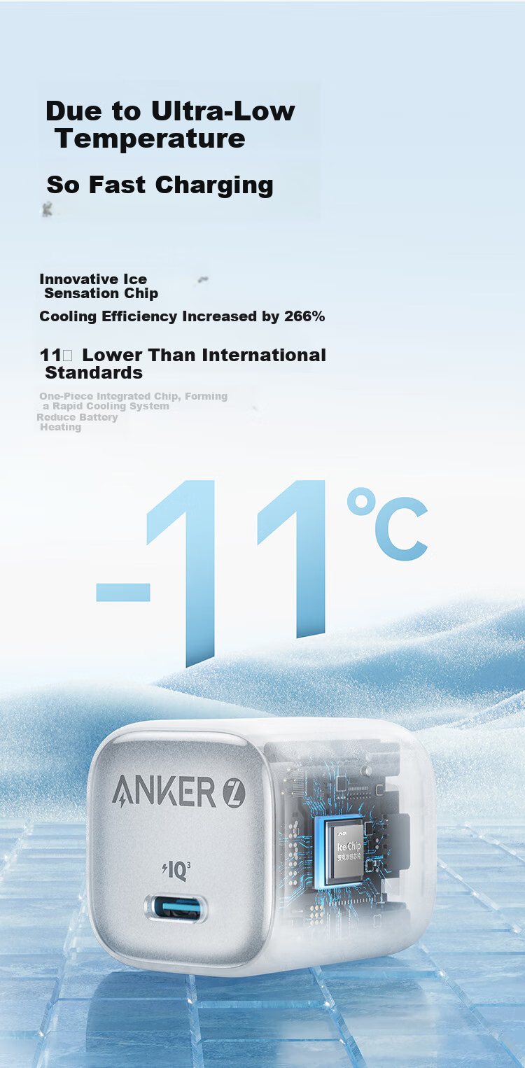 Зарядное устройство ANKER Ice Point 20W PD, черное, для iPhone 16 Pro Max/15/14/13, iPad