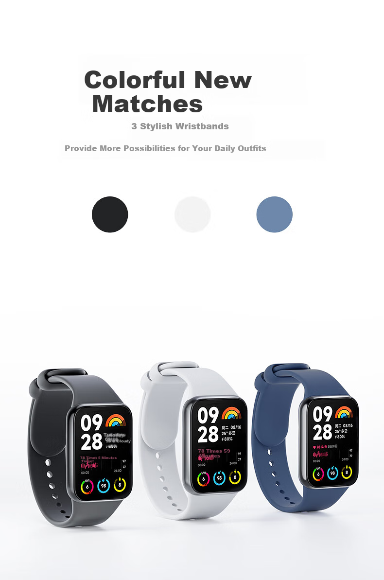 Ремешок CangHua для Xiaomi Band 9 Pro/8 Pro, мягкий силиконовый, дышащий, спортивный, однотонный, серый, с быстрой застежкой