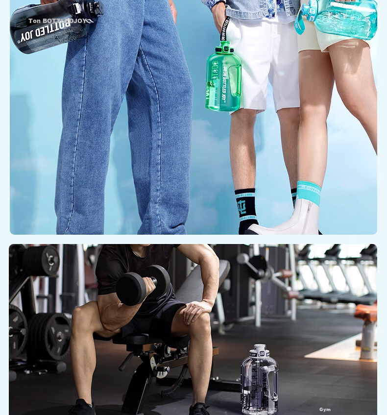 Бутылка для воды Dundun Joy Sports, большая емкость, портативная, подарок, с соломинкой и прямым питьем, 2500 мл, черный