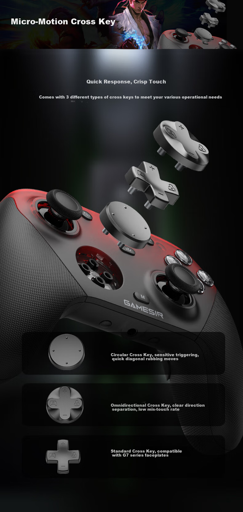 Игровой контроллер Gamesir G7 Pro для Xbox, ПК, Android, беспроводной/проводной, с TMR джойстиками и микропереключателями