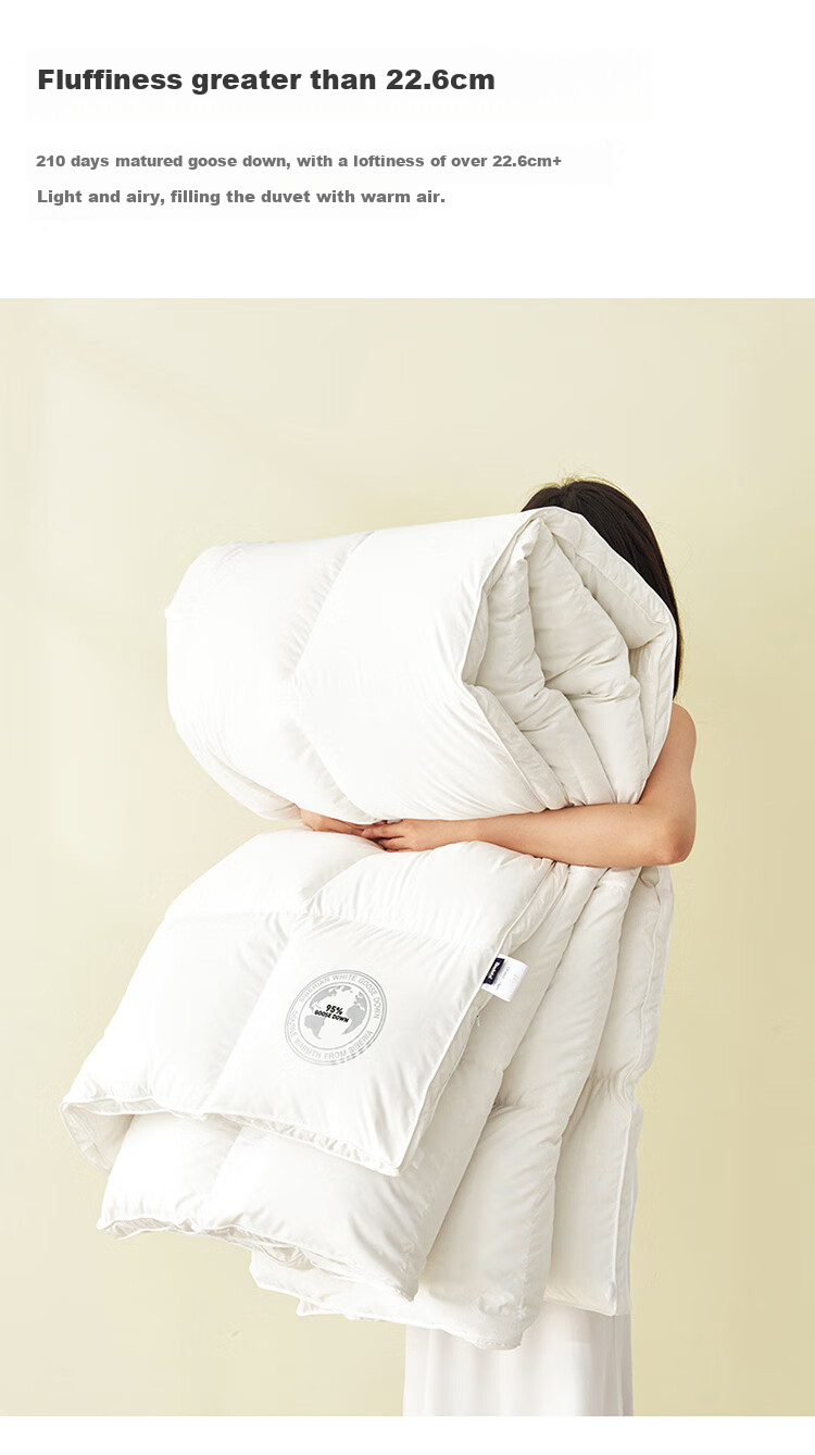 Одеяло Dohia Home Textile, 95% белый гусиный пух, зимнее, утолщенное, 229x230 см