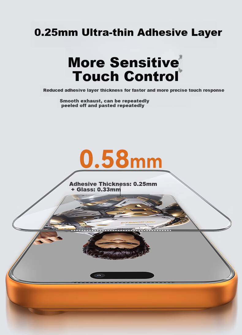 Защитное стекло BLUEO для Apple iPhone 17 Pro Max, прозрачное, антибликовое, антиотпечатковое, противоударное, 0.58 мм