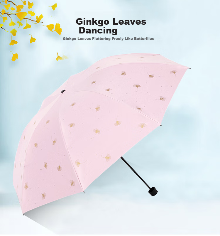 Зонт Tiantang UV Protection, трехскладной, черный гель, защита от солнца, 57*8 ребер, цвет "Гинко Ледниковый Синий"