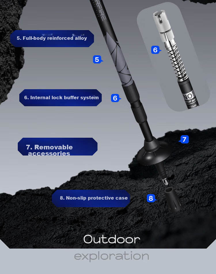 Треккинговые палки SupFire Outdoor Hiking Pole, алюминиевый сплав, телескопические, для детей и пожилых, легкие, с амортизацией, для походов и альпинизма