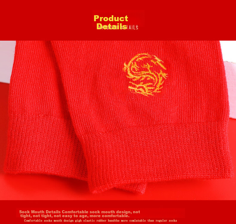 Носки LangSha Zodiac Year Red Socks для женщин и мужчин, из 100% хлопка, красные, для Нового года, свадьбы, праздничные, средней длины