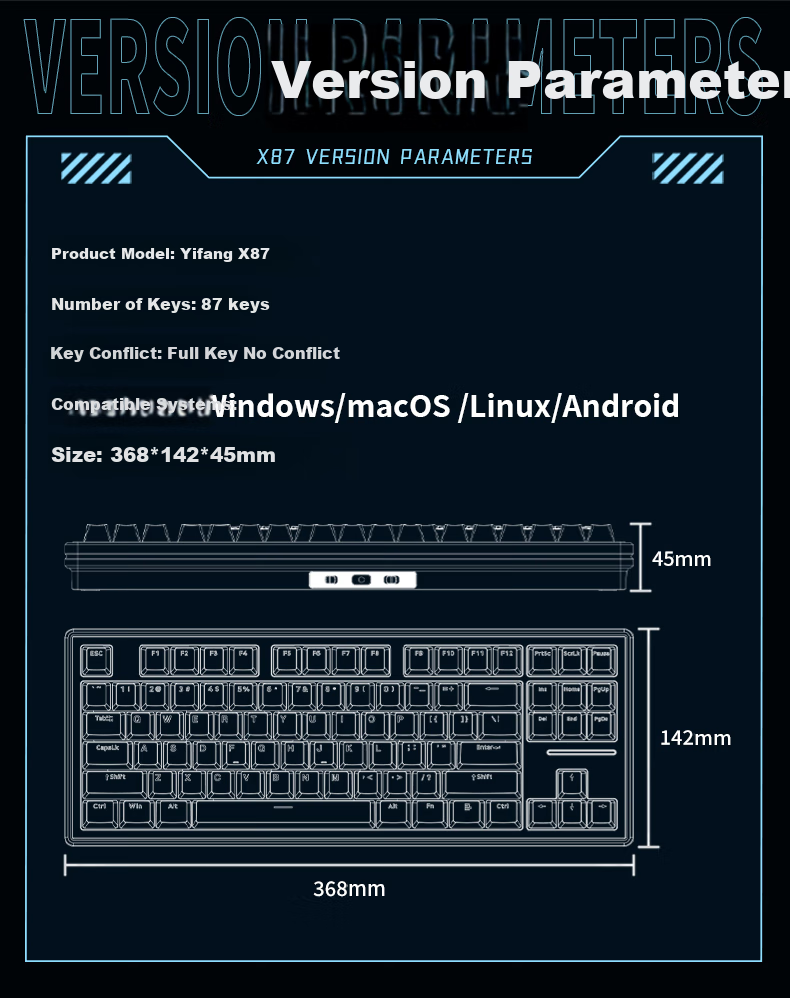 Беспроводная механическая клавиатура EWEADN X87 Ultra, 87 клавиш, RGB подсветка, Bluetooth, USB Type-C, белый