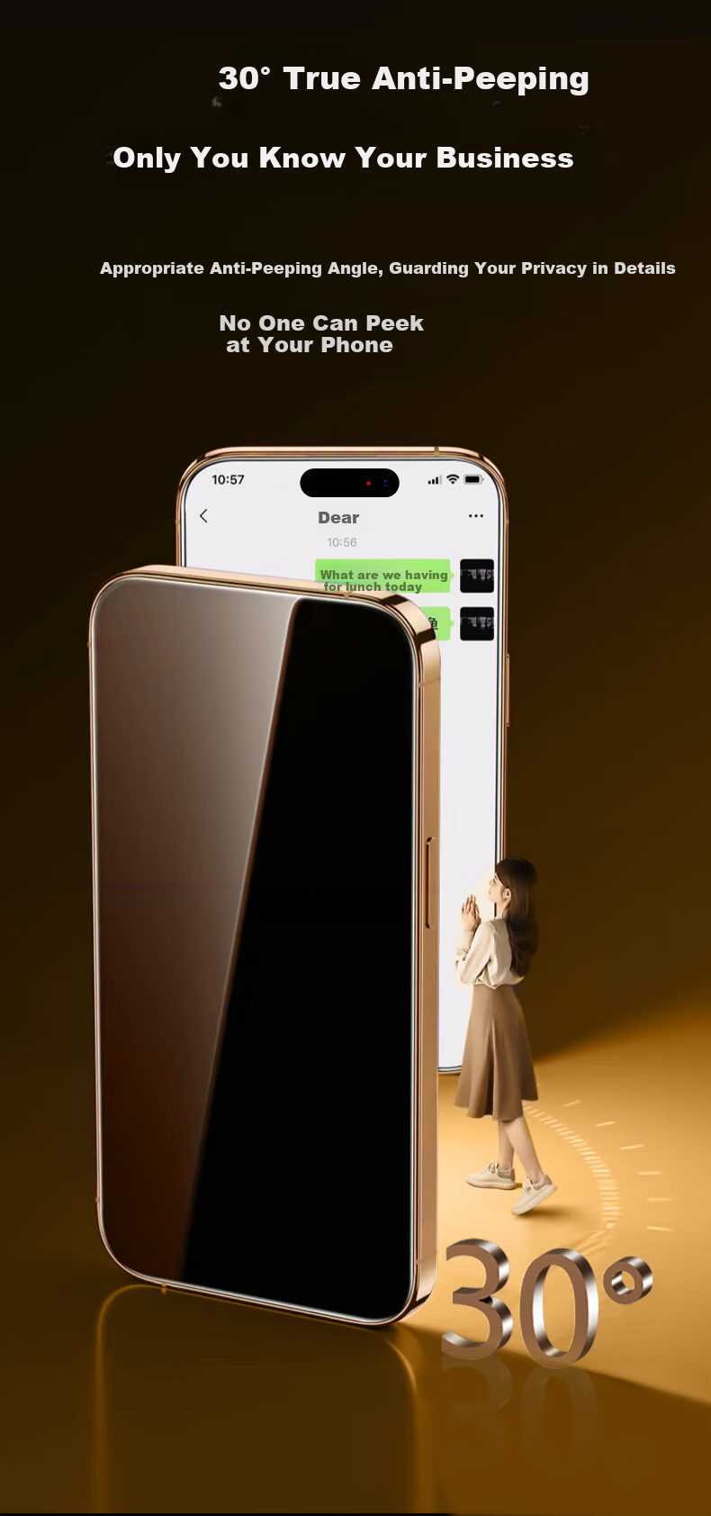 Защитное стекло LANGLING для Apple iPhone 17, 2 шт., противоударное, антибликовое, с защитой от подглядывания, 30°, без черной рамки, HD, закаленное стекло