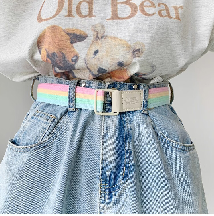 Ремень JEANSWEST, женский, мужской, текстильный, с двойным кольцом, 3.2 см, 112 см
