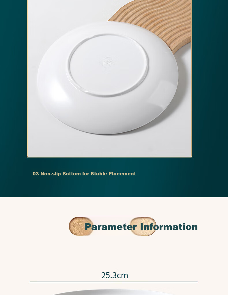 Белая melamine тарелка Baijie Commercial A5, 10-дюймовая круглая тарелка для отеля, для подачи блюд, жареного риса и лапши