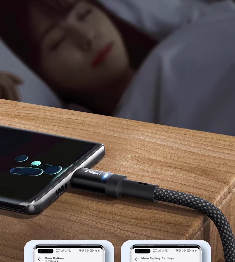 Кабель Nengshi Type-C, 100 Вт, супербыстрая зарядка, автоотключение, для Huawei, OPPO, Honor Nova, Xiaomi, Vivo, 66 Вт, 1.5 метра, прозрачно-черный