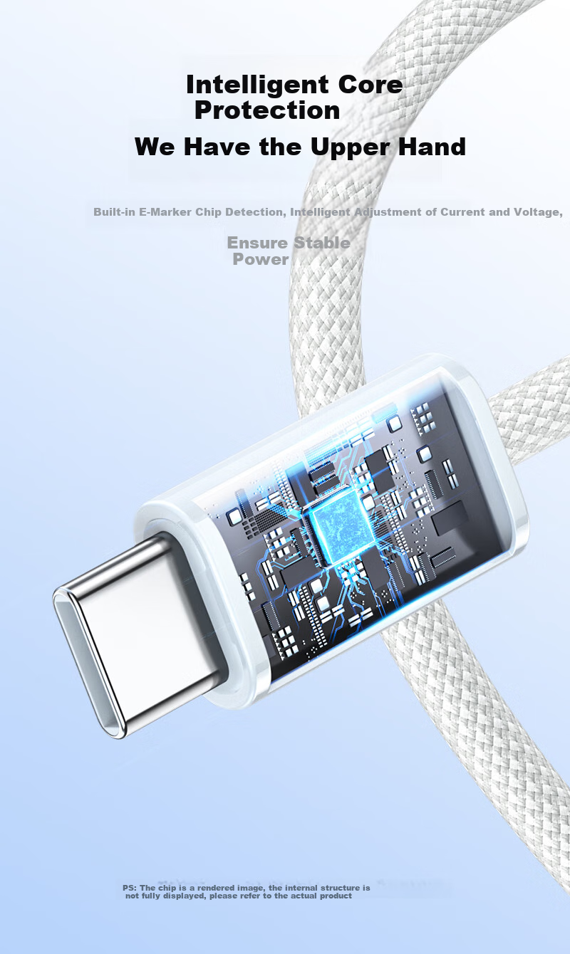Кабель SAMZHE Dual Type-C PD100W, 1.5 метра, плетеный, для быстрой зарядки телефонов, ноутбуков и планшетов, совместим с Huawei Pura80/Mate70, Honor Apple 17/15/16, Xiaomi