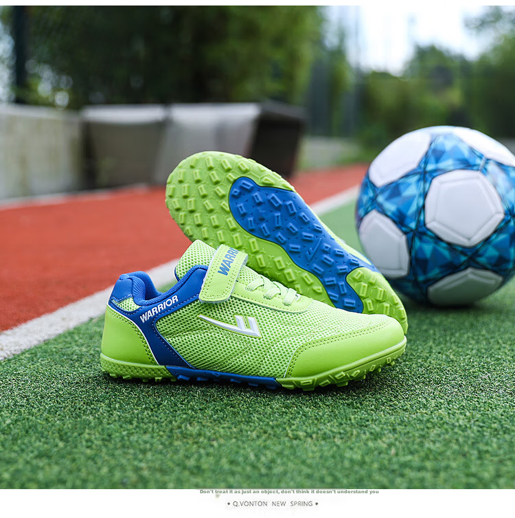 Детские бутсы Warrior WZ-B596T для мальчиков, с литыми шипами, для соревнований и тренировок, зеленые с синим, размер 32