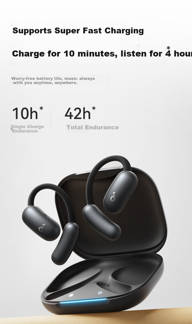 Беспроводные наушники SoundCore Anke Feiyue Air, с креплением на ухо, Bluetooth 5.4, черный